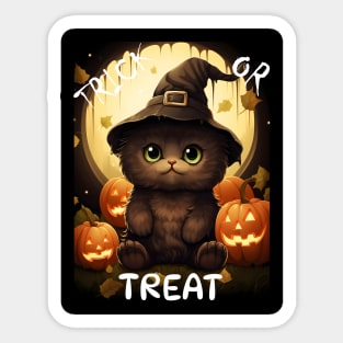 Trick Or Treat Halloween Cat Sticker